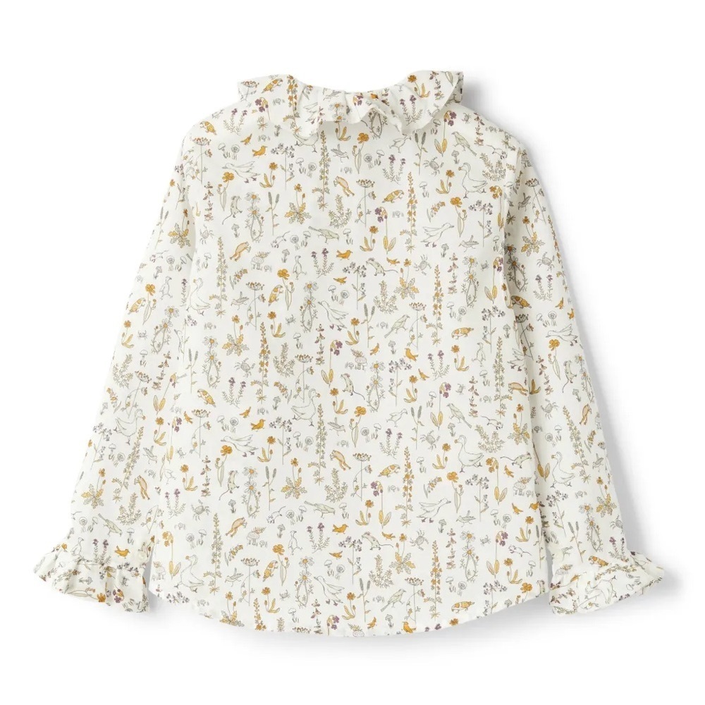 Il Gufo White Floral duck animal Kids Top long sleeve size 4M NWT